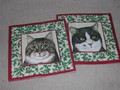 Kleine Servietten Weihnacht 4 Katzen-Porträt beige 